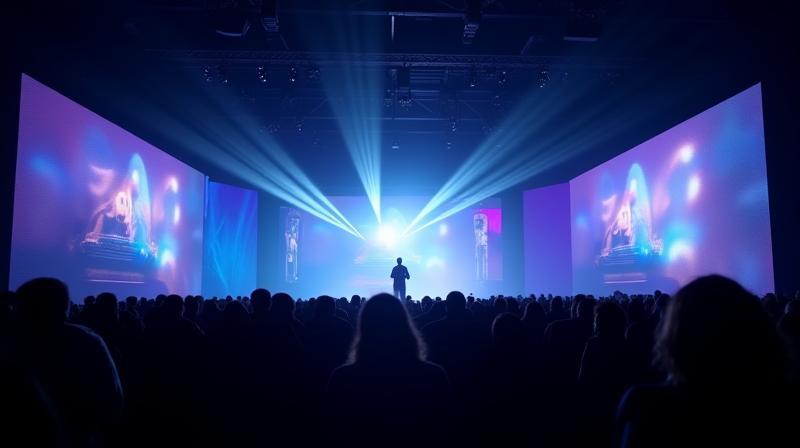 大規模な製品発表イベントの様子